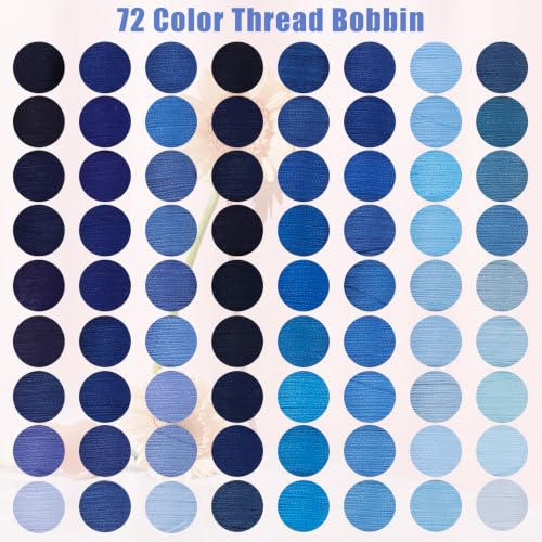 72 Pcs Pre-Wound Bobbins Sewing Thread 72 Colors (Blue) - color: Blue