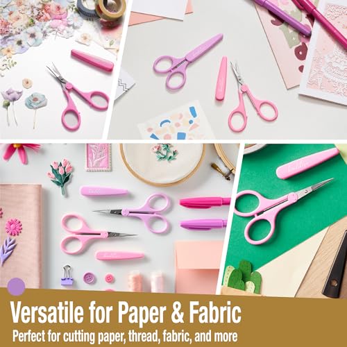 Beaditive High Precision Detail Scissors Set (2-Pc) Sharp, Fine Tips | Paper Cutting, Scrapbooking, Sewing, Crafting | Stainless Steel | Protective Cover (Pastel) - color: Pastel