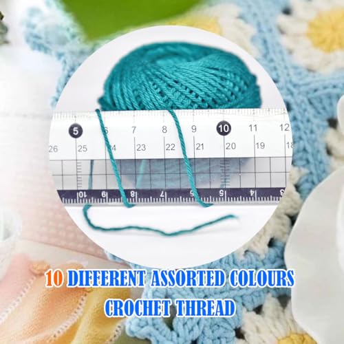 Soft 10 Pearl Cotton Crochet Thread in Balls,Size 3 Rainbow Classic Colors Crochet Thread for Crochet Hardanger Cross Stitch Needlepoint Hand Embroidery (Blue) - color: Blue