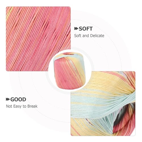 Healifty Rainbow Cotton Yarn Gradient Lace Thread for Hand Knitting Crochet Embroidery DIY Scarf Hat Shawl Sweater Blanket 1 Roll