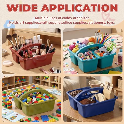 Kathfly 12 Pack Classroom Caddy Organizer with Handle Bulk, Deep Color - color: Deep Color