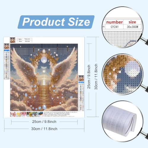 WCHUIMM Diamond Art Kits for Adults - Angel Wing Diamond Painting Kits for Adults, 5D Round Full Drill DIY Gem Art Paint by Diamonds for Home Wall Decor 12x12 inch - color: Angel Wing
