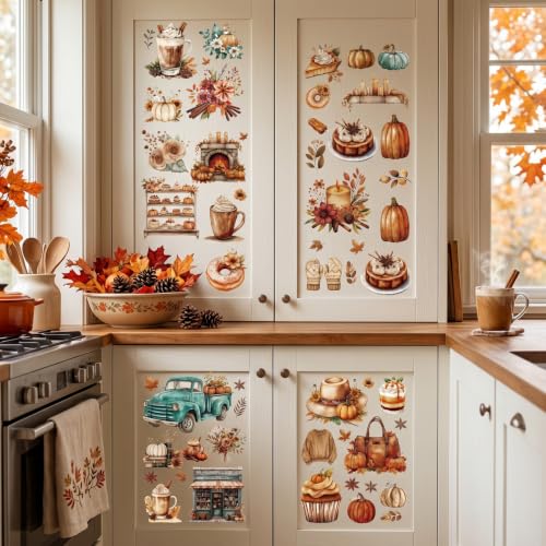 12 Pcs Fall Rub on Transfers for Furniture Crafts 5.9x5.9 Inch - color: Autumn Food