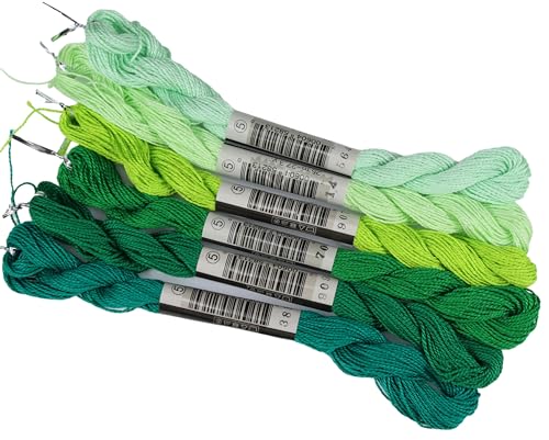 KCS 162 Yards(150 Meters) Mercerized Pearl Cotton Crochet Needlepoint Thread,Size 5,6 skeins,Mixed Color 05 - color: 6color05, size: 6 skeins