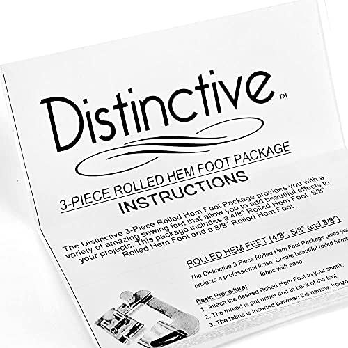Distinctive 4-8", 6-8" and 8-8" Wide Rolled Hem 3-Piece Hemmer Sewing Feet - size: 3-Piece Hem Kit
