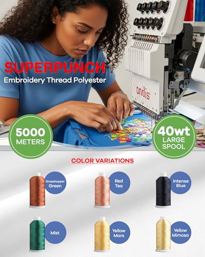 Superpunch SuperB Embroidery Thread 40wt, 5000 m Cone, Avocado Green 963 - color: Avocado Green 963, size: Pack of 1