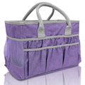 Cupohus Craft Organizer Tote Bag – Craft Caddy with 2 Mesh Side Pockets & Front Elastic Pockets, Foldable Large Capacity Supply Storage Bag for Sewing, Knitting, Painting, and Travel (Purple) - color: Purple