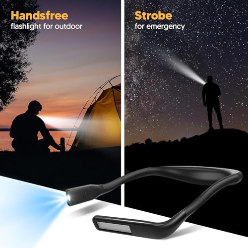 Reading Light, Rechargeable Neck Light, Stepless Dimming Book Light - color: Black