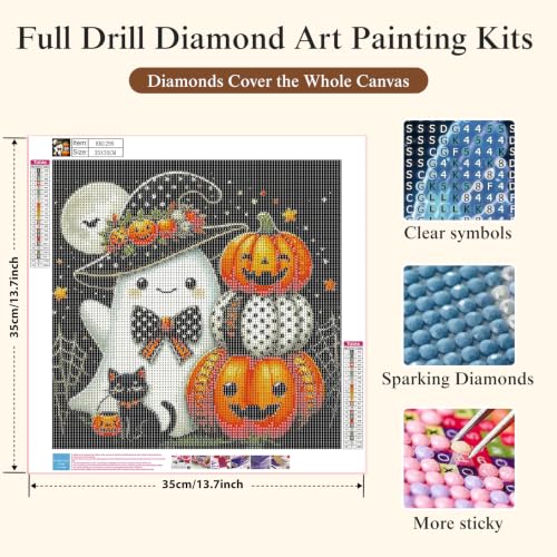 Cute Ghost Pumpkin Diamond Painting Kits for Adults, Halloween Diamond Art - color: KM1295-1
