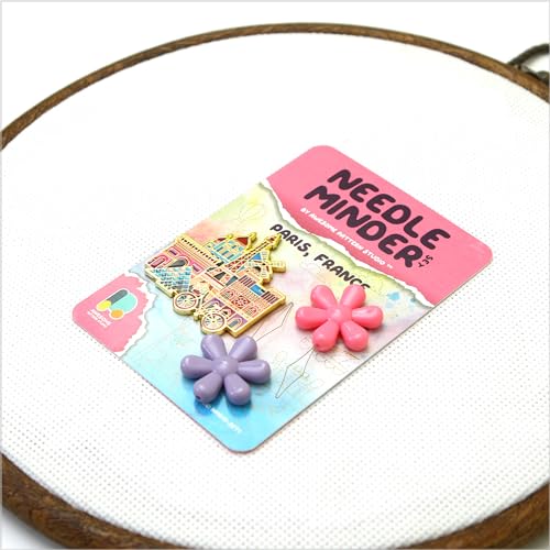 Awesome Pattern Studio Needle Minder Set – Paris Magnetic Needle Minder + 2 Needle Threaders. Enamel Pin for Cross Stitch, Embroidery and Craft - size: Paris Set #1