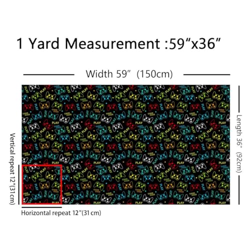 Boy Gamepad Fabric by The Yard,Game Console Fabric for Chairs Sofa Sewing,Hippie Graffiti Controller Soft Polyester No Stretch and Home DIY Projects Waterproof,1 Yard,36" L x 59" W - color: Game 02, size: 1 Yard