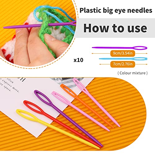 FTEVEN 36PCS Plastic Needles, Large Eye Plastic Yarn Needles Blunt - color: Mixed, size: 36Pcs