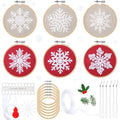 Roowest 6 Sets Christmas Embroidery Kits Snowflake Ornament DIY,Red, White - color: Red, White