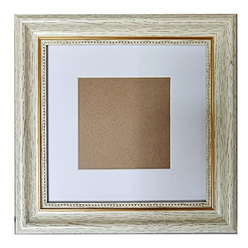 7x7 Picture Frame White with 4x4 Mat.(Cream Color) 4x4 Square Photo Frame without Mat Desktop Display Mount on the wall. Front opening 6.8x6.8. Plastic Panel (not Glass), Plastic Packaging (not - color: White, size: 7x7