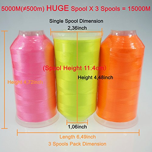New brothread Huge Spools Embroidery Machine Thread -Neon Colors 1 - color: 3xNEON COLOR 1