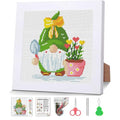Gnomes Stamped Cross Stitch Kits for Adult Beginner with Wooden Frame - color: Gnome Plants