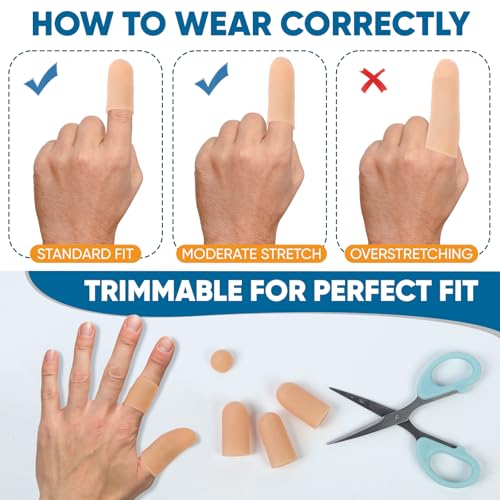 10 Pcs Silicone Finger Cots Protectors (Nude, M)