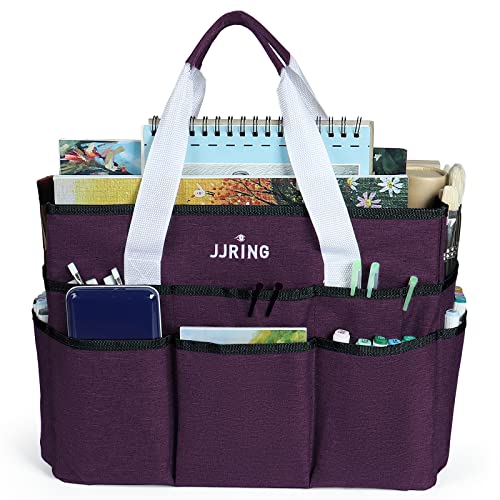 JJRING Craft Organizer Tote Bag Large Art Storage Caddy Deep Purple - color: Deep Purple, size: Large