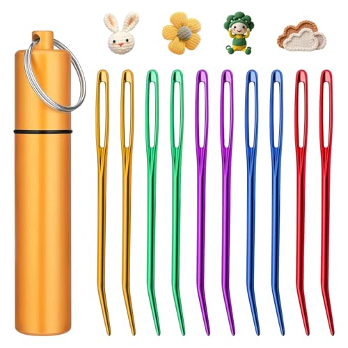 10PCS Yarn Needles,Tapestry & Darning Needle,Large Eye Weaving Needle for Crocheting,Crochet Accessories with Aluminum Storage Knitting