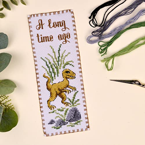 Povitrulya Dinosaur Counted Cross Stitch Kit Velociraptor - DIY Bookmark Set for Hand Embroidery - color: Velociraptor