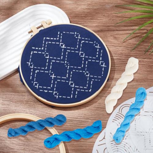 FREEBLOSS 4 Pcs Sashiko Thread Sashiko Skein 100 Meters*4 Colors Cotton Embroidery Thread Japanese Quilting & Embroidery Sashiko Kit Supplies for Art Craft Gift - color: Blue&White