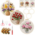 LYMIGER 3 Packs Embroidery Kit for Adults, Embroidery for Beginners (Vase) - color: Vase
