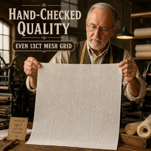 13 Mesh Needlepoint Blank Canvas - 12" x 12" - color: White 13 Mesh 12" x 12"