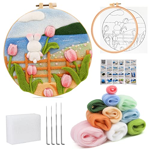 kgxulr Needle Felting Kit, Tulips Felting Kits, Wool Painting Kit - color: Tulips