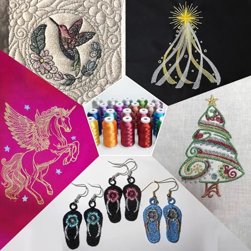 Simthread 2700 Yards Metallic Embroidery Machine Thread - Grass Green MS-006, 40wt High-Sheen King Spool, Smooth Running & Break Resistant for Commercial & Home Embroidery Machines - color: Grass Green MS-006