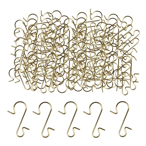 120PCS 1.18Inch S-Shaped Christmas Ornament Metal Hooks, Golden Bendable Hanging Hook for Christmas Tree Decoration, Party, Festival Activity, Holiday - style: Golden- S-shaped