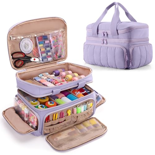 Marscamd Sewing Organizer Bag with Detachable Dividers, Purple (Bag Only) - color: Purple