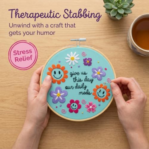 FUNATIC Give Us This Day Our Daily Meds Funny Embroidery Kit for Adults - color: Daily Meds