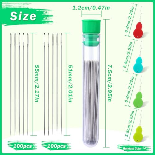 UOOU 200 Pcs Beading Needles Size 10/11 Beading Needles for Seed Beads - size: 0.4*51mm/0.45*55mm