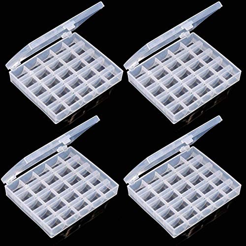 Bobbin Box,Machine Bobbin Organizer Plastic Case,Transparent 25 Slots Empty Bobbins Spools Box，Sewing Craft Plastic Case Storage Box for Sewing Machine - size: 4Pack
