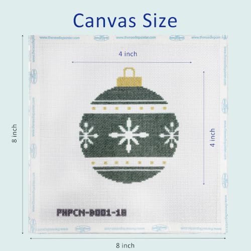Howie's Needlepoint Bauble Needlepoint Kits for Adults & Beginners, 18 Mesh Printed Needlepoint Canvas, Stamped Patterns Canvas Starter Kits(Green Bauble,4"x 4") - color: Green Bauble