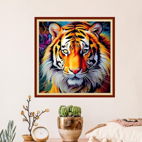 Artvxeay Stamped Cross Stitch Kits - Embroidery Kits for Beginners Cross Stitch Kits for Adults 11 CT Printed Patterns Needlepoint Kits-King of Tiger Forest 18x18 inch - color: King of Tiger Forest 18x18 inch
