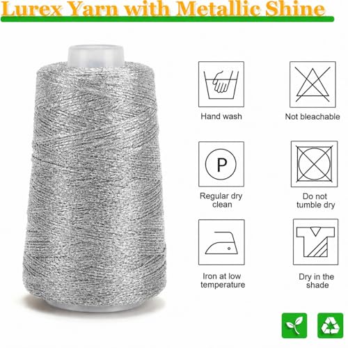Metallic Crochet Thread, 80g Lurex Yarn for Charms (Sliver) - color: Sliver