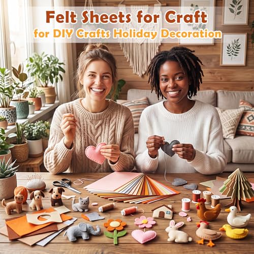 Tegeme 100 Pcs 8 x 12 Inches Felt Sheet for Craft Thin, Light Brown Series - color: Light Brown Series