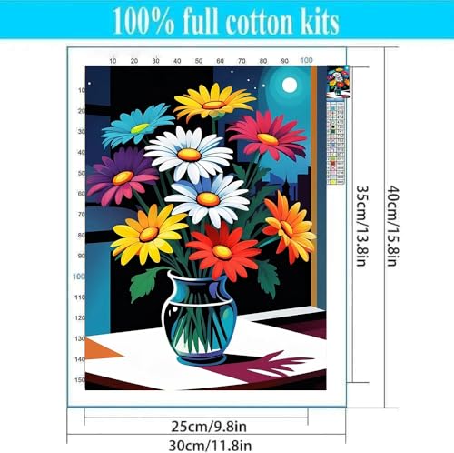 Flowers Stamped Cross Stitch Kits for Adults Beginner, Counted Cross Stitch Kits Printed Stitching Cute Patterns Dimensions Needlepoint Art Crafts Embroidery Kits for Adults - color: Cross Stitch-1215-9