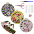 LB 3 Pack Hummingbird Flower Embroidery Kit for Beginners Funny Simple Beginner Embroidery Kit for Adults DIY Starter Kit with Embroidery Hoop Colorful Threads Tools Step by Step Instructions - color: Pink