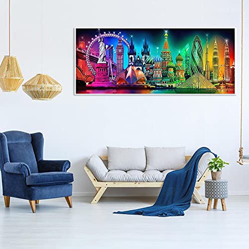 JATOK Diamond Painting Kit for Adults, World Landmarks, 35.5 x 15.7 in - color: Turquoise