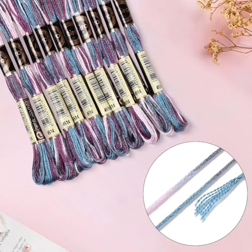10 Skeins 87.5 Yards Variegated Embroidery Floss for Hand Sewing - color: Dark Purple