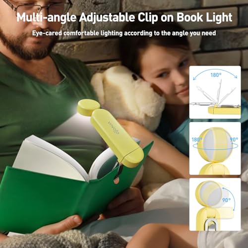 VAVOFO USB Rechargeable Book Light, Bookmark Clip on LED Reading Light - color: Yellow