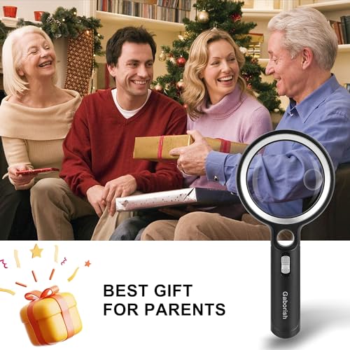Magnifying Glass with 30 LED Lights, 10X 20X 45X Handheld Illuminated - color: Black & Silver