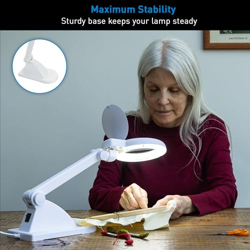 LED Magnifying Desk Lamp – Magnifier Lamp for Table - Magnifier Glass - Ideal for Sewing, Embroidery, Craft & Detailed Work