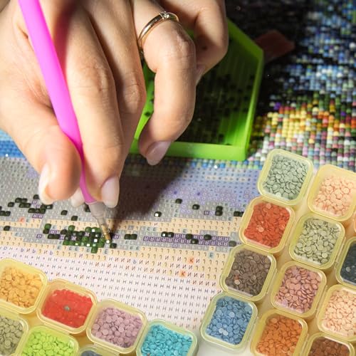 Mr. Pen- Bead Storage Containers, 28 Grids, 2 Pack, Transparent Yellow - color: Transparent Yellow, size: 2 Pack-56 Pcs(6.8"x4.4"x1")