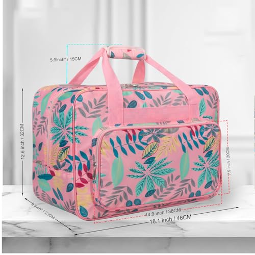 Sewing Machine Carrying Case, Sewing Machine Carrying Case Tote Bag Universal Handbag Organizer with Pockets and Handles Fits Most Standard Singers, Brothers, Janome - color: Pink