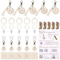 FREEBLOSS 5 Set Embroidery Keychain Kit with Mini Embroidery Hoops Stamped Mini Needlepoint Kit Cross Stitch Kits with Instruction for Beginners DIY Jewelry Pendant