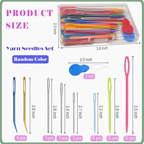 DeliaVo 49 Pcs Assorted Yarn Needles,Tapestry & Darning Needles for Yarn - color: Colorful 49Pcs