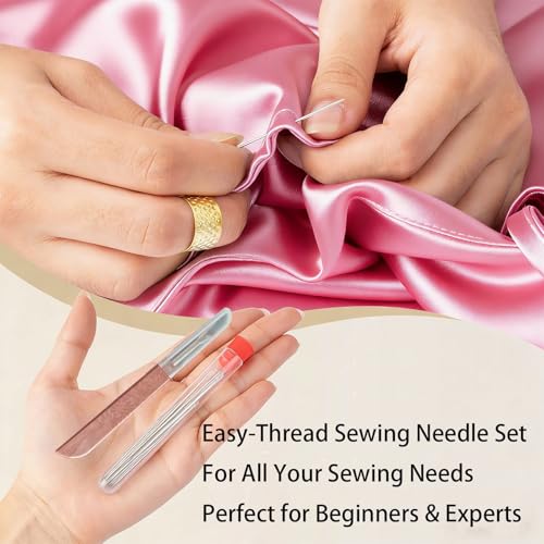 39Pcs Sewing kit for Adults：Stainless Steel Big Eye Needles